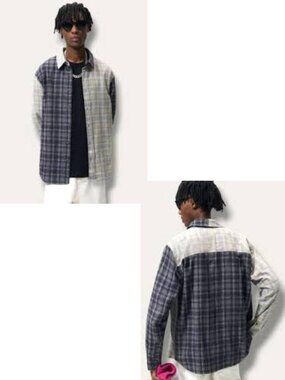 Zara Men Mixed Flannel Checkered Shirt Relaxed Fit